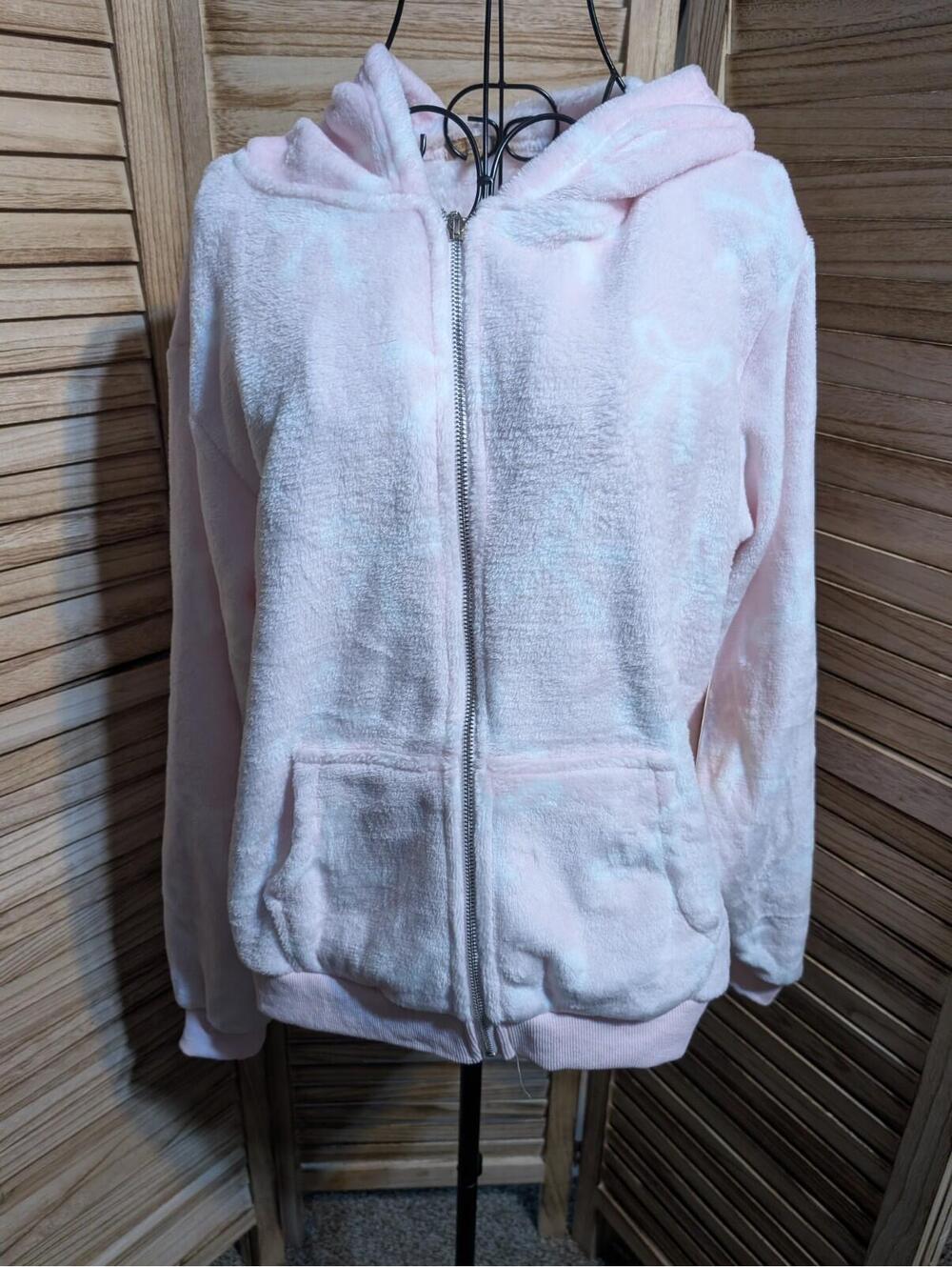 Free Haven Adult Medium Large Pink White Fluffy Zip Up With Tags